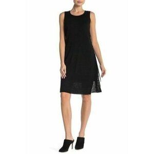 THEORY Double Layer Flamme Linen Blend‎ Knit Dress -Black -Lace Up Sides- Small